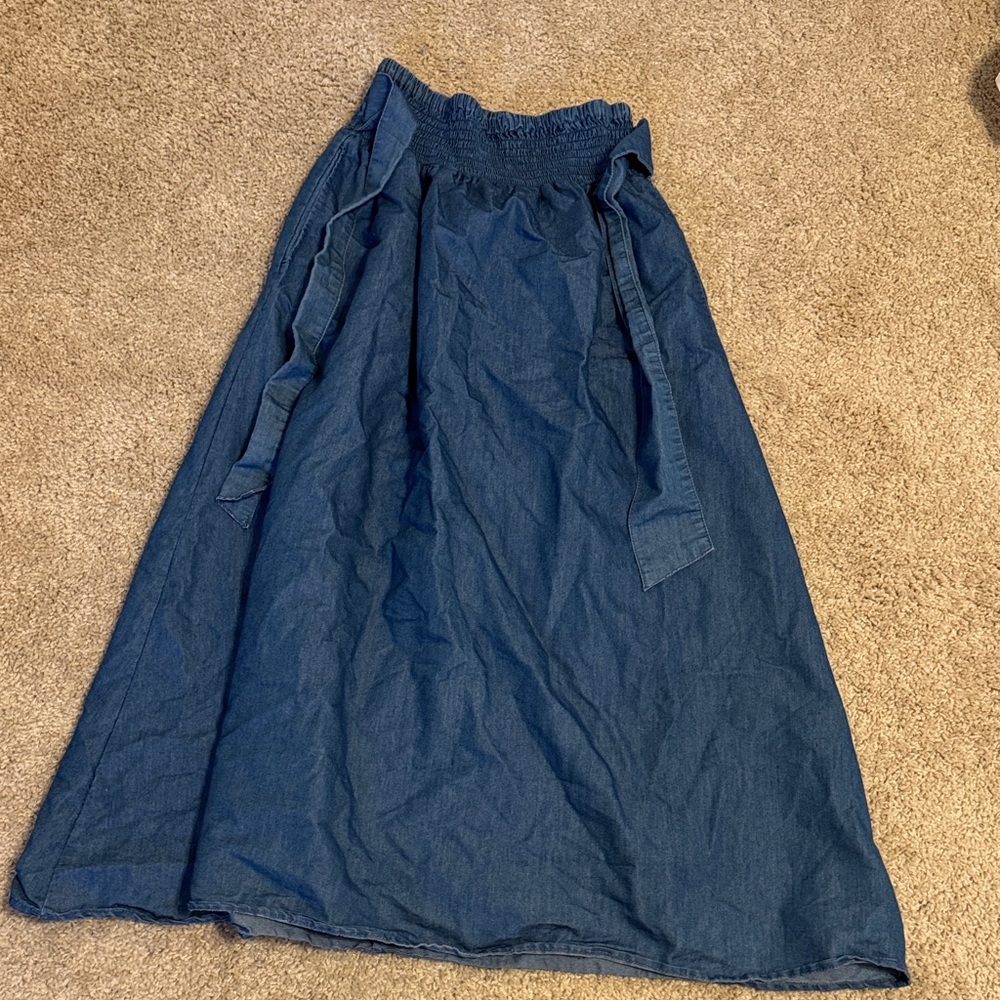 Blue Denim Maxi Skirt